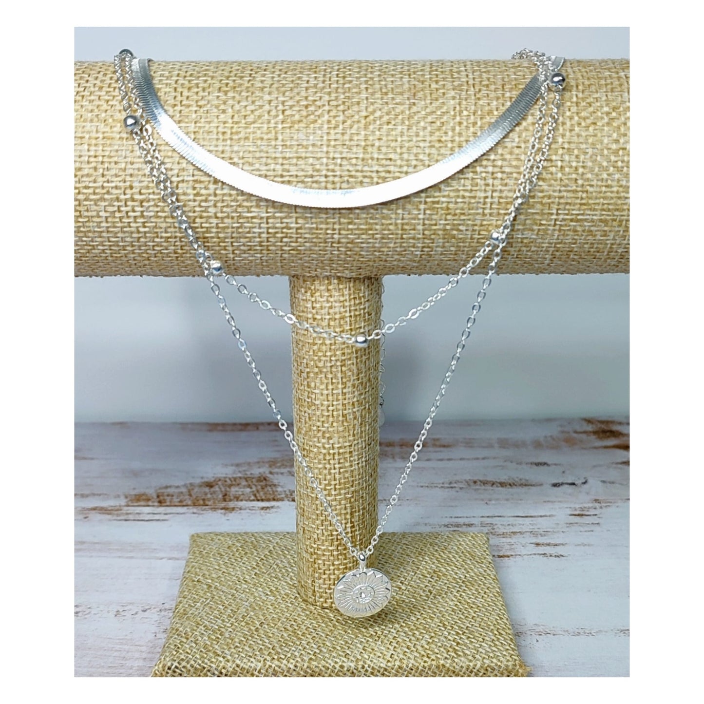 Collar Triple Plata Medalla