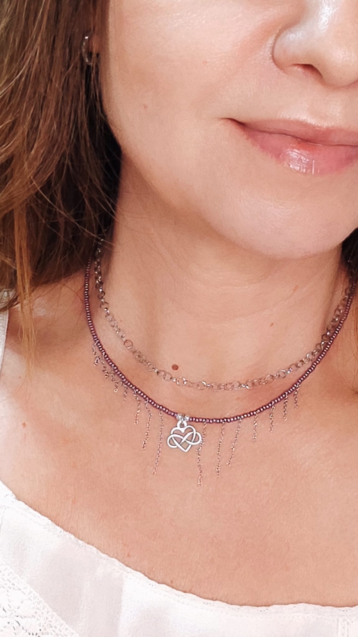 Collar doble Púrpura y plata