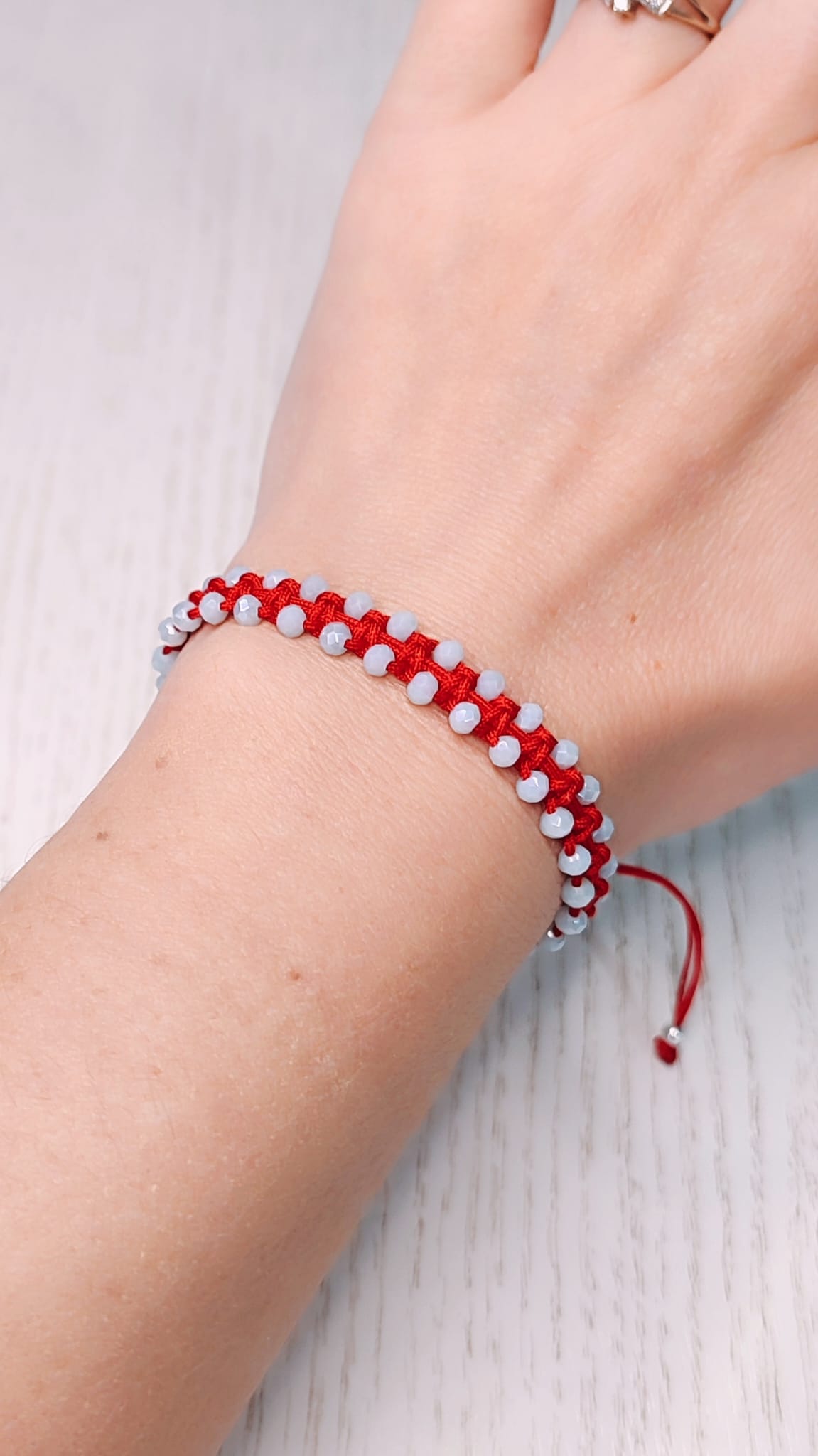 Pulsera hilo red y aguamarina
