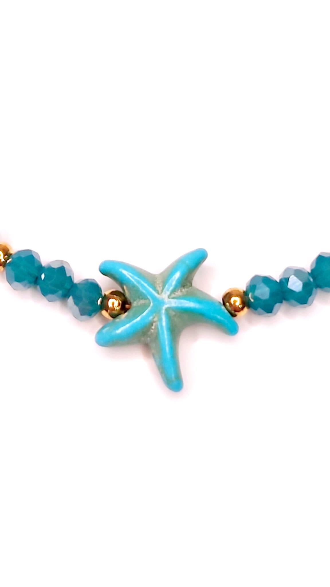 Pulsera Estrella Cristal Turquesa