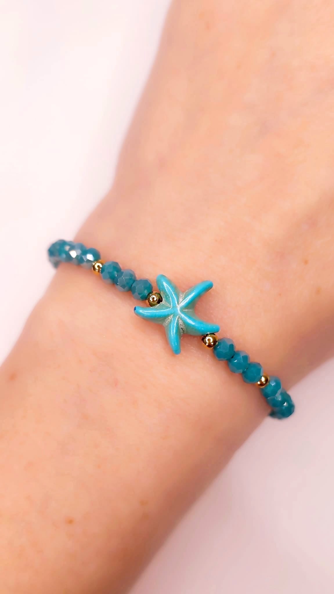 Pulsera Estrella Cristal Turquesa