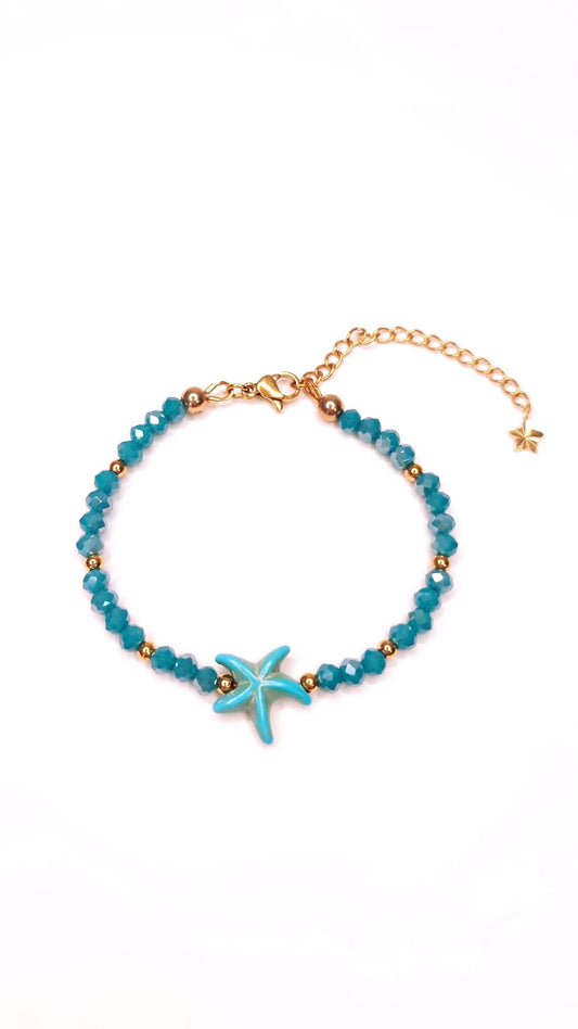 Pulsera Estrella Cristal Turquesa