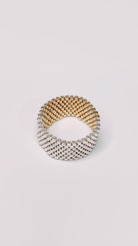 Anillo Miyuki Oro y Plata